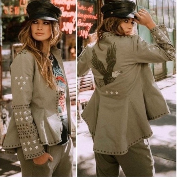 Spell and The Gypsy Eagleback Matinee Embroidered
Studded Khaki Jacket L run S/M - Picture 1 of 13